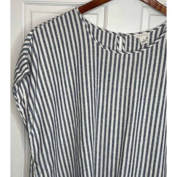 Caslon Nordstrom Women's Stripe Linen Blend Top Sz 3X Dolman Slv Boho Lagenlook - Picture 2 of 9